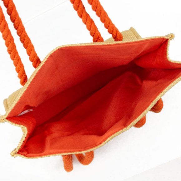 Escada Vintage Orange Raffia Tote 80s - Picture 6 of 10